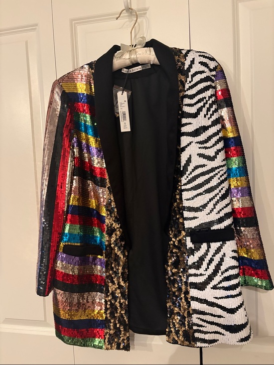 Alice + Olivia Jackets & Blazers - Alice + Olivia Multicolor Sequin Zebra Stripe Blazer